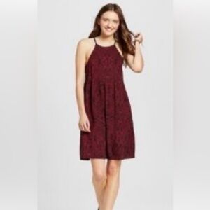 Mossimo Supply Co Wine Sleeveless Halter Midi Dress